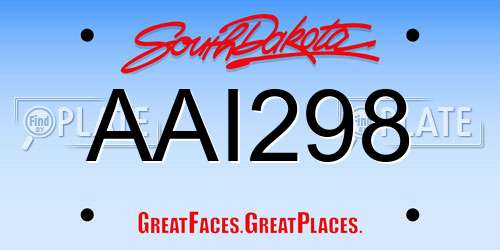 AAI298 South Dakota License Plate