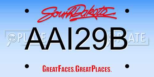 AAI29B South Dakota License Plate