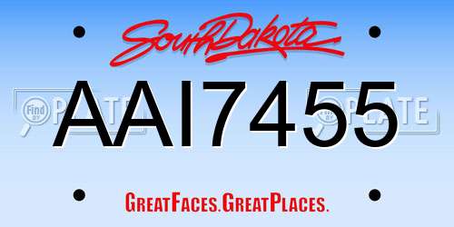 AAI7455 South Dakota License Plate