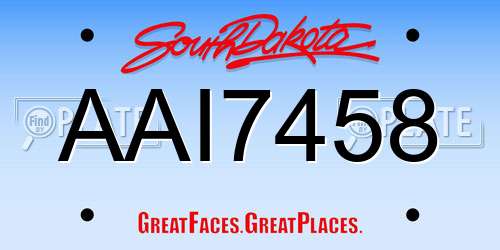 AAI7458 South Dakota License Plate
