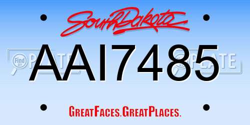 AAI7485 South Dakota License Plate