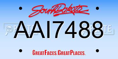 AAI7488 South Dakota License Plate