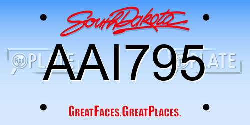 AAI795 South Dakota License Plate