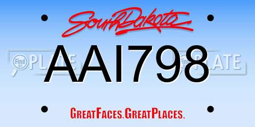 AAI798 South Dakota License Plate