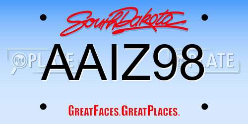 AAIZ98 South Dakota License Plate