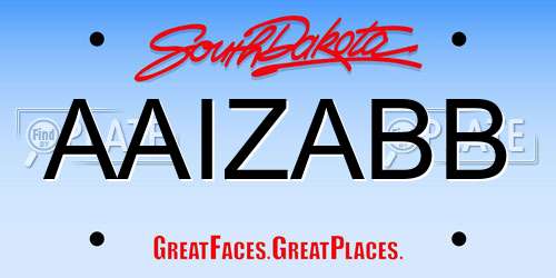 AAIZABB South Dakota License Plate