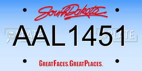 AAL1451 South Dakota License Plate