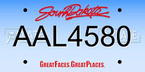 AAL4580 South Dakota License Plate