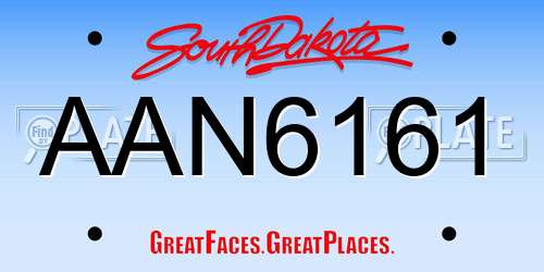AAN6161 South Dakota License Plate