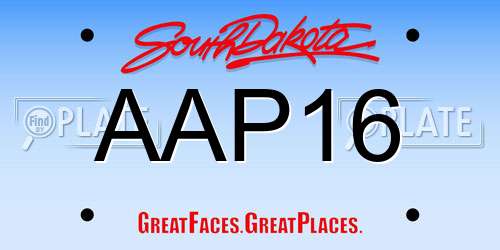 AAP16 South Dakota License Plate