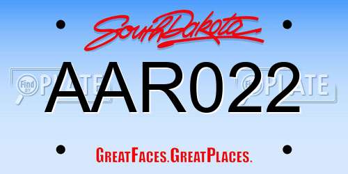 AAR022 South Dakota License Plate