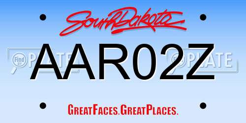 AAR02Z South Dakota License Plate