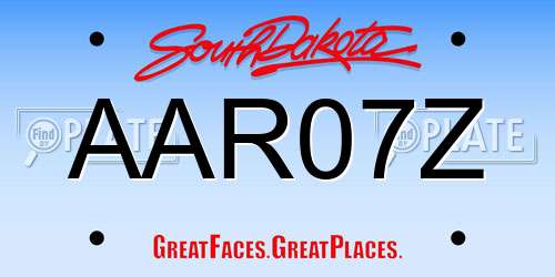 AAR07Z South Dakota License Plate
