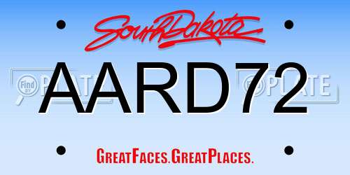 AARD72 South Dakota License Plate
