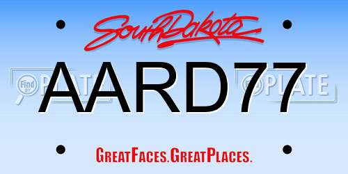 AARD77 South Dakota License Plate