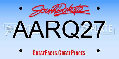AARQ27 South Dakota License Plate