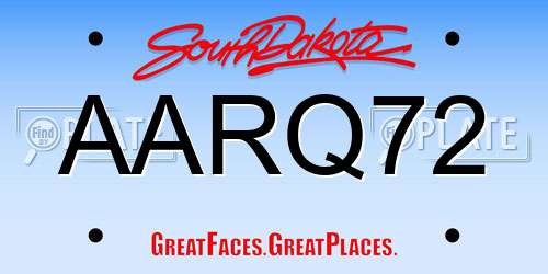 AARQ72 South Dakota License Plate