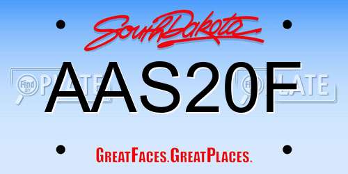AAS20F South Dakota License Plate