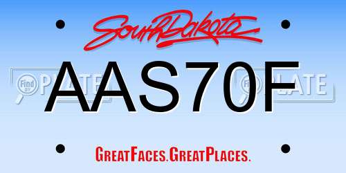 AAS70F South Dakota License Plate