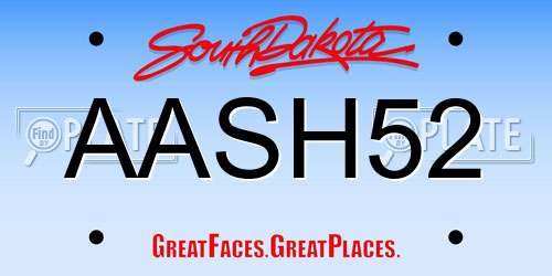 AASH52 South Dakota License Plate