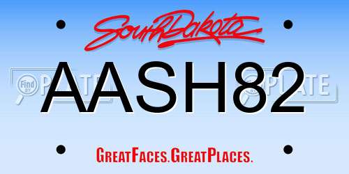 AASH82 South Dakota License Plate