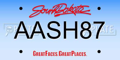 AASH87 South Dakota License Plate