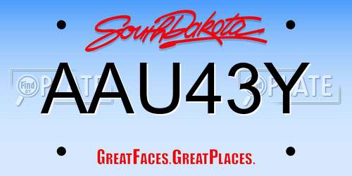 AAU43Y South Dakota License Plate