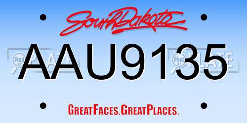 AAU9135 South Dakota License Plate