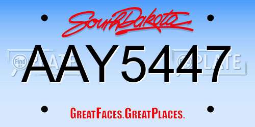 AAY5447 South Dakota License Plate