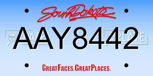 AAY8442 South Dakota License Plate