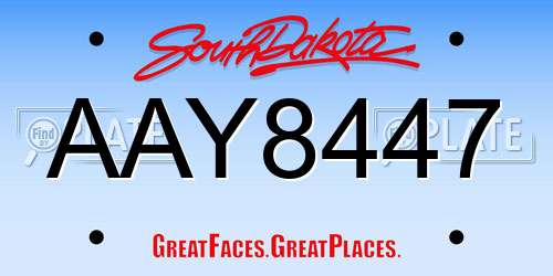 AAY8447 South Dakota License Plate