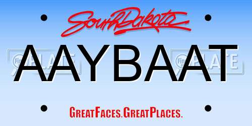 AAYBAAT South Dakota License Plate