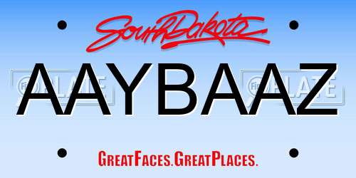AAYBAAZ South Dakota License Plate