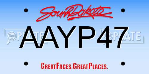 AAYP47 South Dakota License Plate