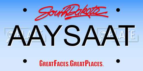 AAYSAAT South Dakota License Plate