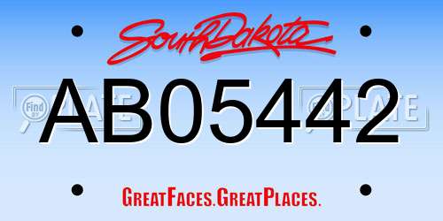 AB05442 South Dakota License Plate