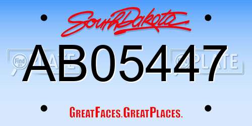 AB05447 South Dakota License Plate