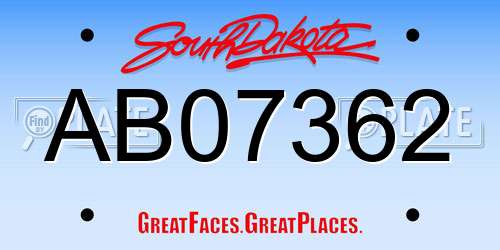 AB07362 South Dakota License Plate