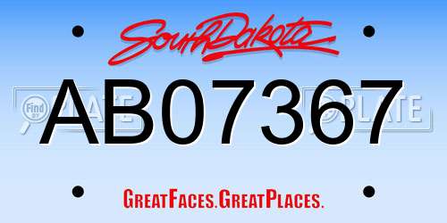 AB07367 South Dakota License Plate
