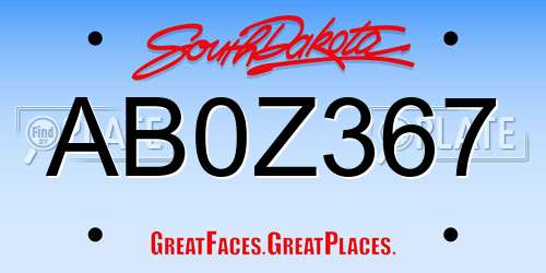 AB0Z367 South Dakota License Plate