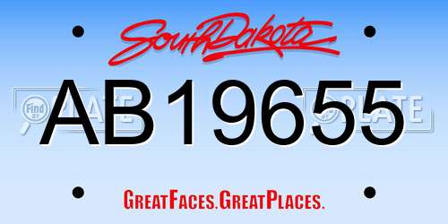 AB19655 South Dakota License Plate