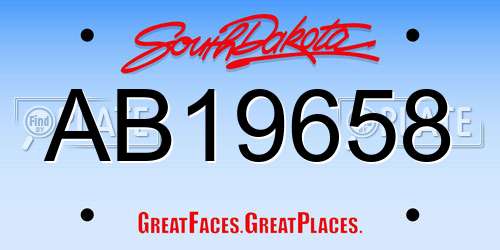 AB19658 South Dakota License Plate