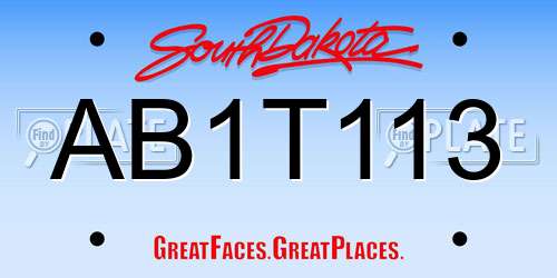 AB1T113 South Dakota License Plate