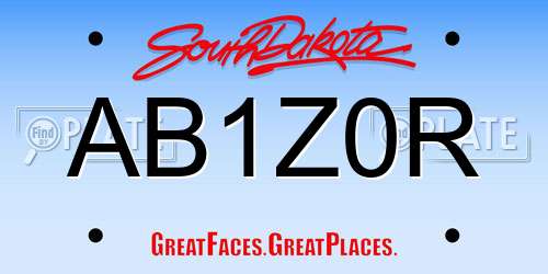 AB1Z0R South Dakota License Plate