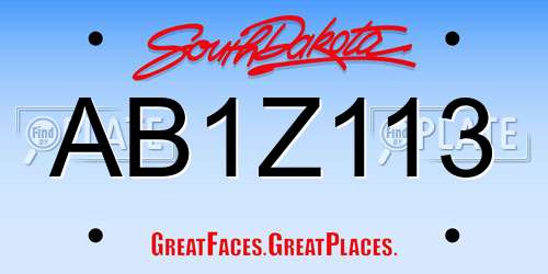 AB1Z113 South Dakota License Plate