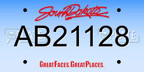AB21128 South Dakota License Plate
