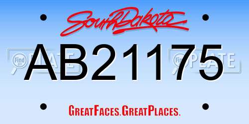 AB21175 South Dakota License Plate
