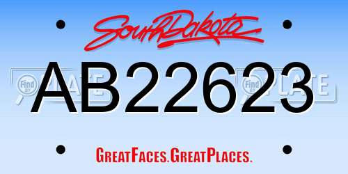 AB22623 South Dakota License Plate