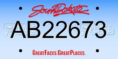 AB22673 South Dakota License Plate