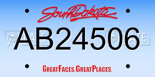 AB24506 South Dakota License Plate